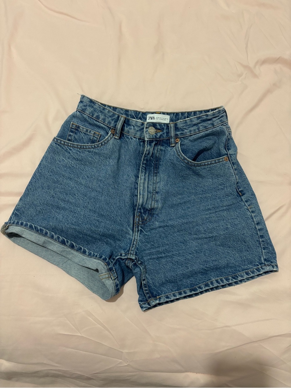 Zara Blue Denim High-Waist Women's mom Shorts